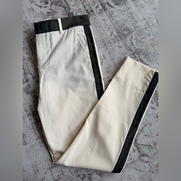 Vince Pants - VINCE Cream and Black Colorblock Stripe Pants
